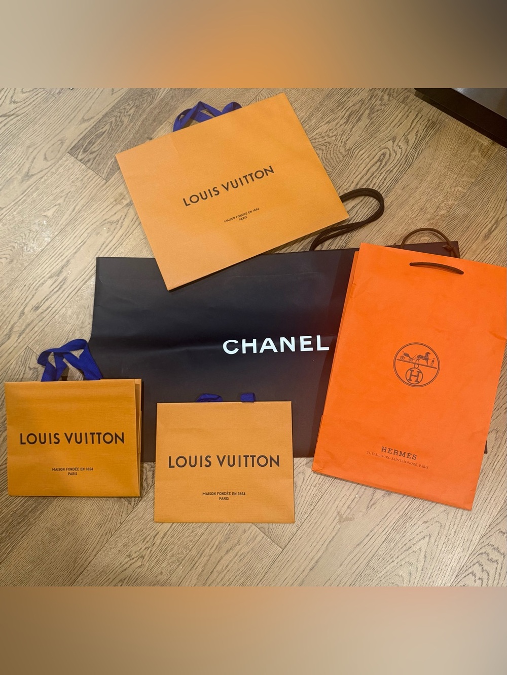 CHANEL Black Shopping Bag with Orange Designer Bags